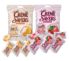 Generic Creamy Delight front-pack candies, strawberry cream flavor, on-the-go snack.