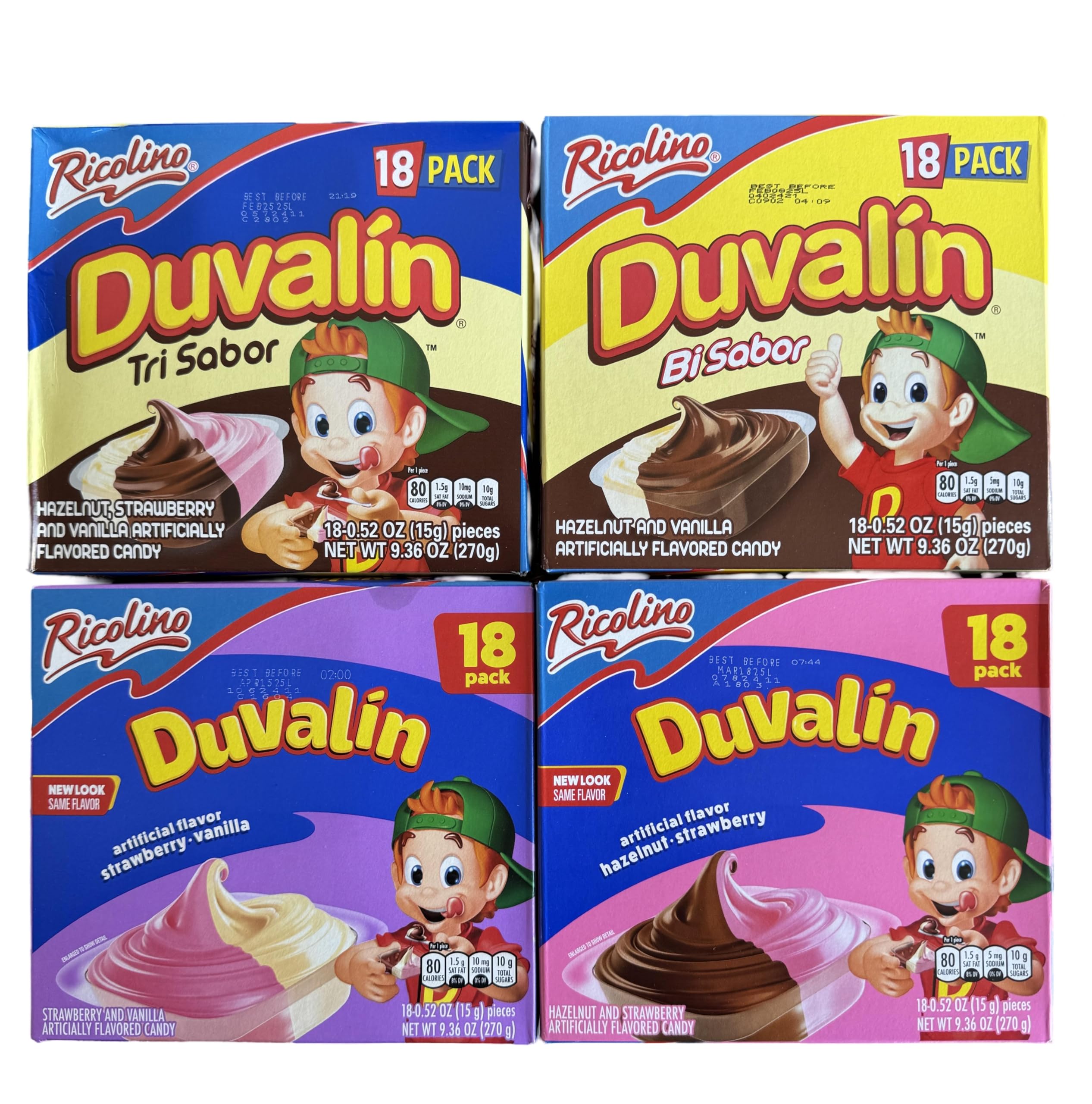 Generic Duvalin tri flavor pack on display for quick, indulgent snacking