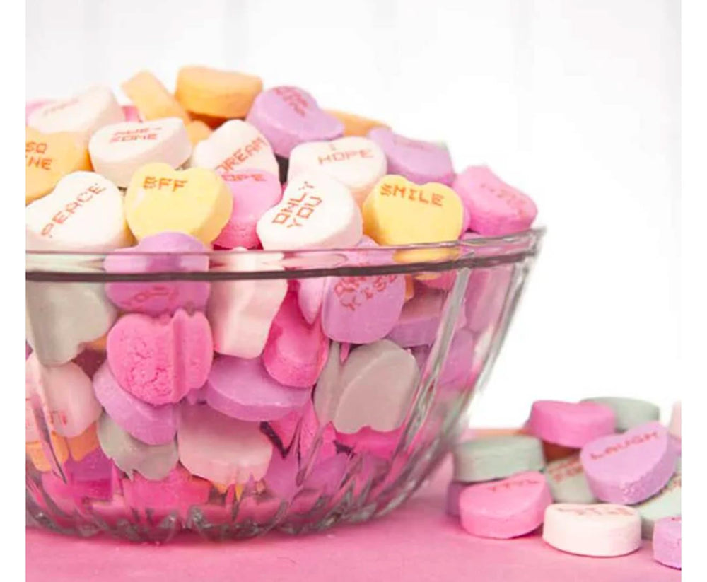 Generic Tiny Conversation Hearts suit classroom exchanges and celebrations.