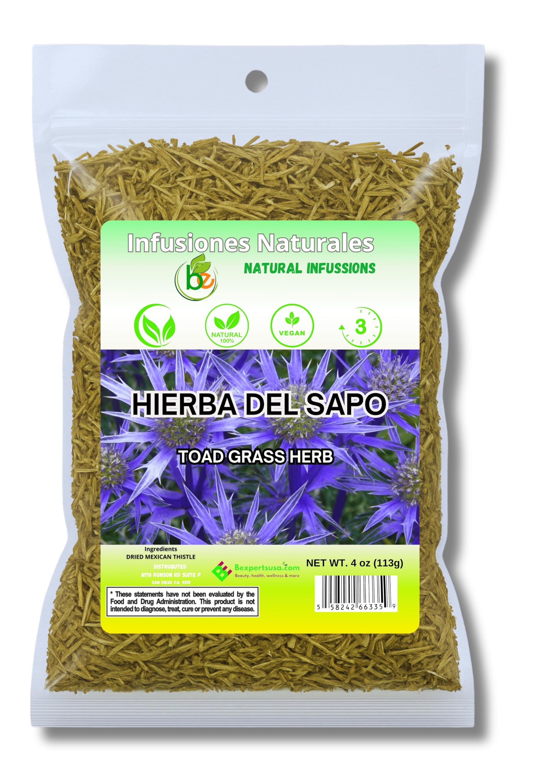 Generic Toad Grass bottle back detailing usage and triglyceride balance