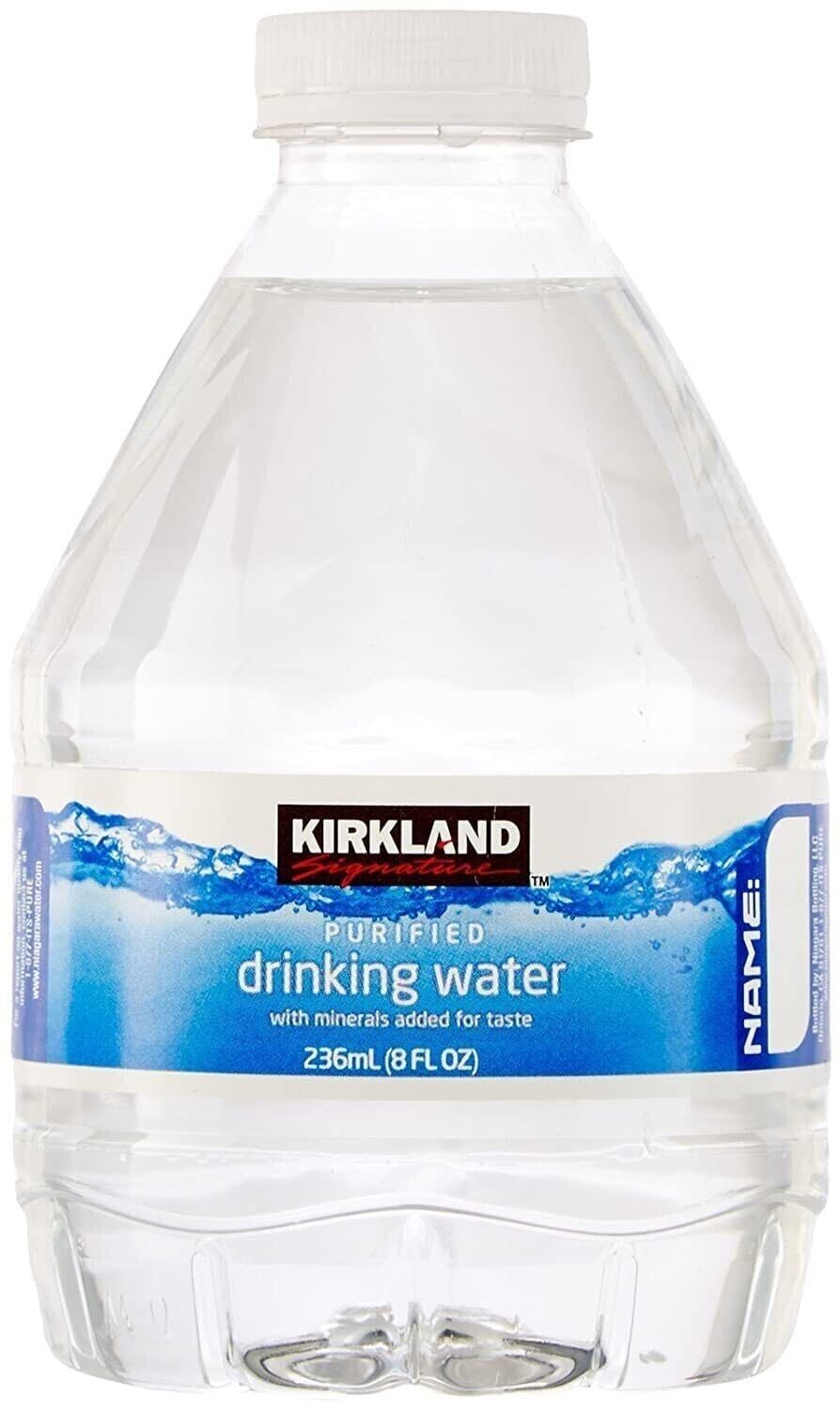 Generic purified water 8 oz bottle close-up for travel and gym.