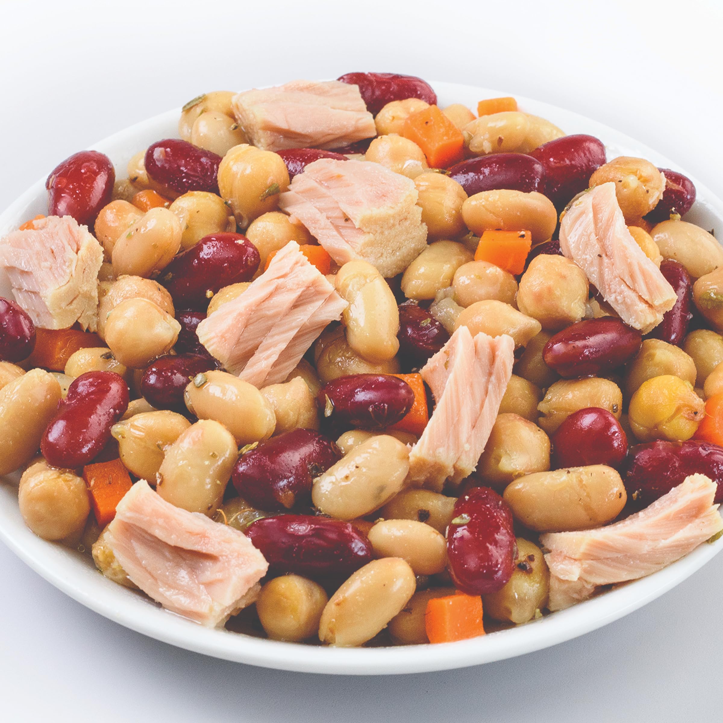 Genova bulk packaging shows shelf-stable tuna salad for pantry storage
