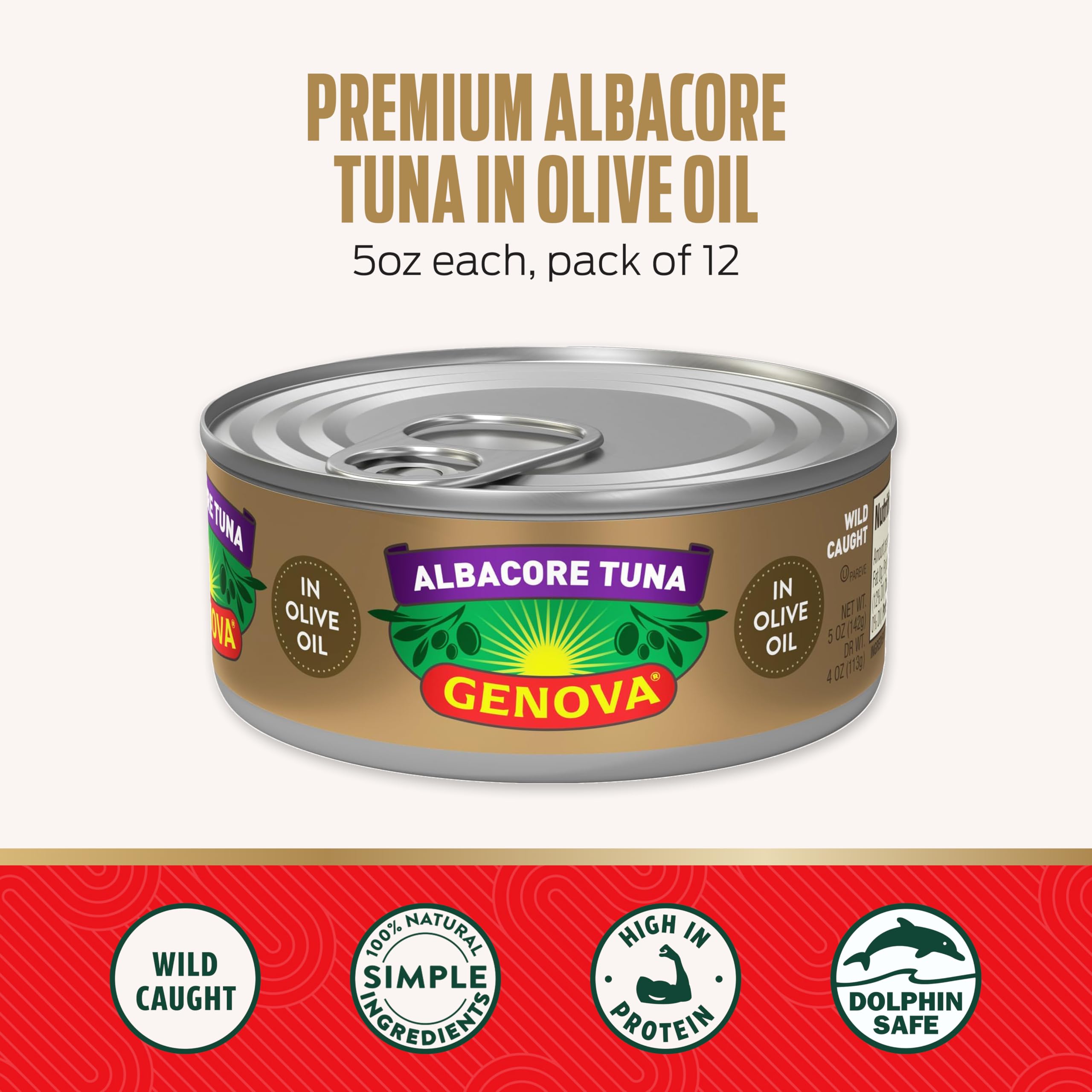 Genova Premium Albacore Tuna in Olive Oil close-up highlighting texture and mild flavor