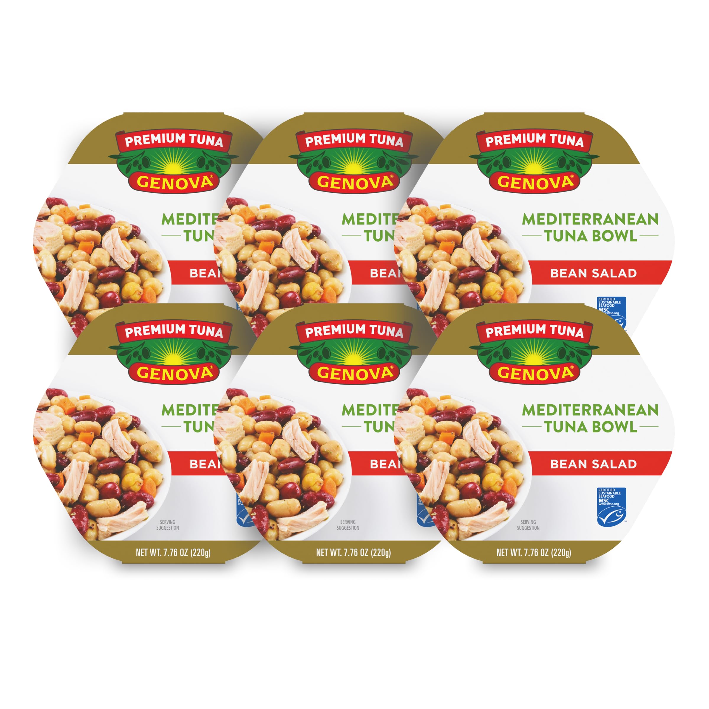 Genova tuna mediterranean bean salad bowl front view, ready-to-eat convenience