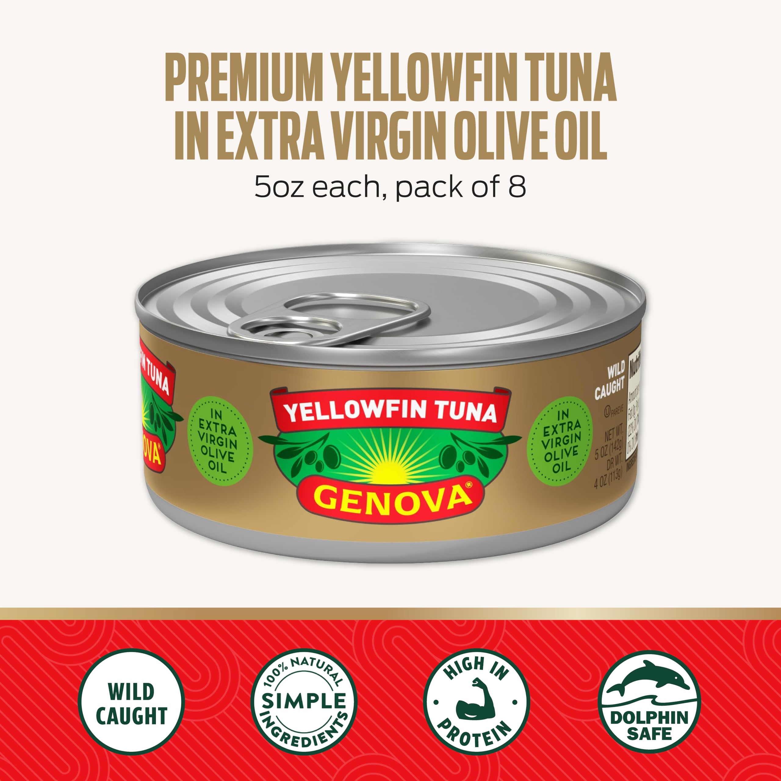 Genova solid-light tuna texture ideal for quick salads.