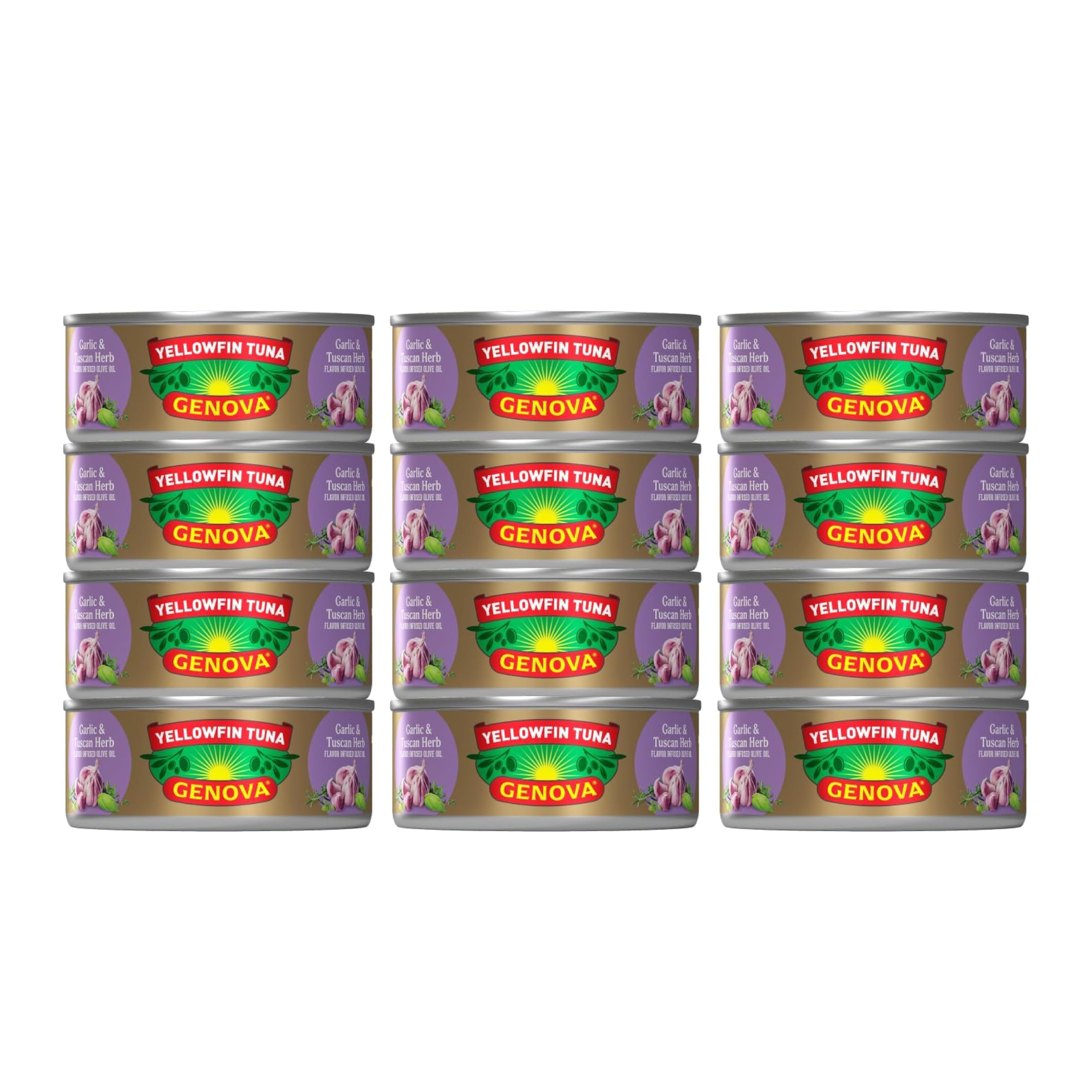 Genova Premium Yellowfin Tuna in garlic Tuscan olive oil can, close-up, rich flavor