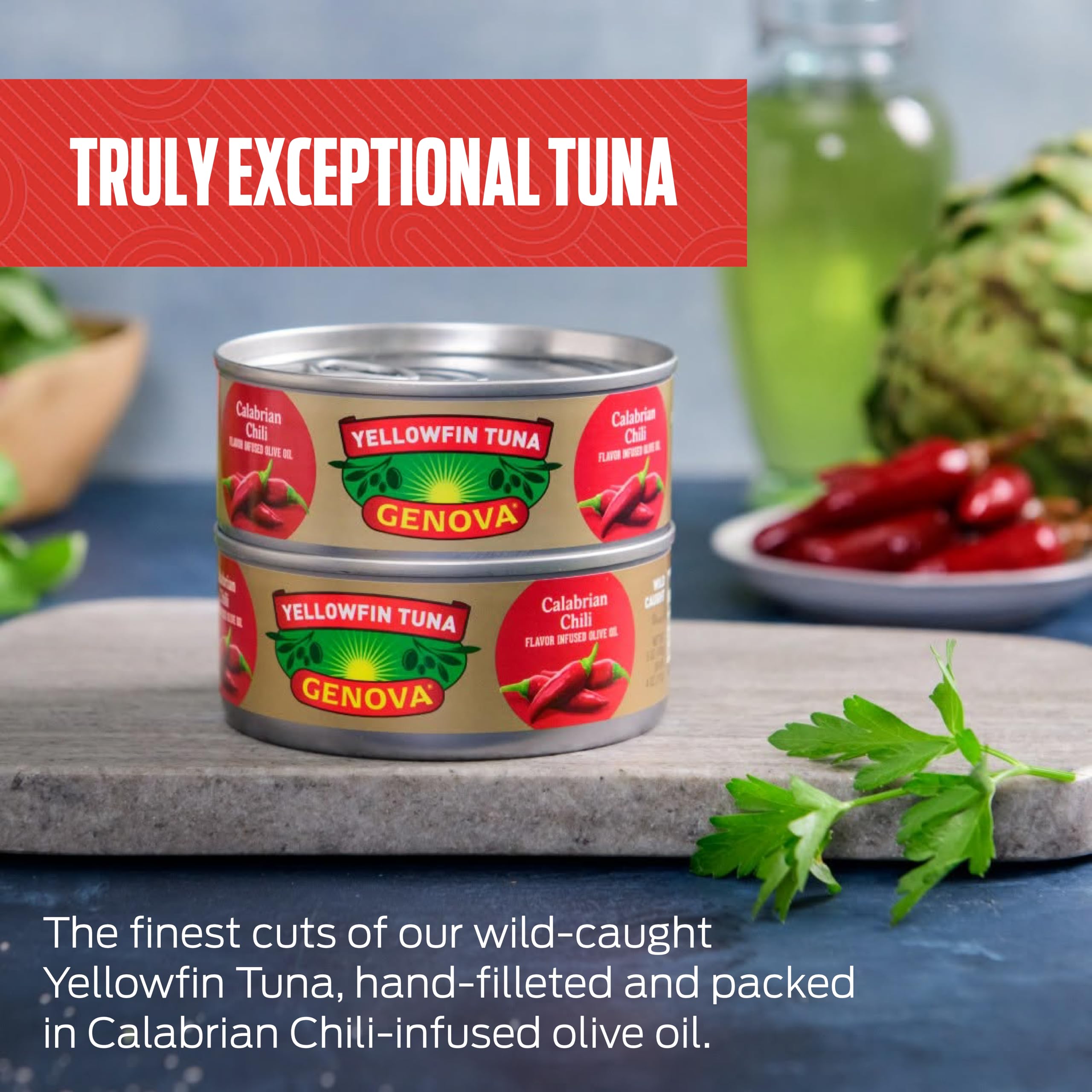 Genova tuna in olive oil elevating pasta puttanesca dish