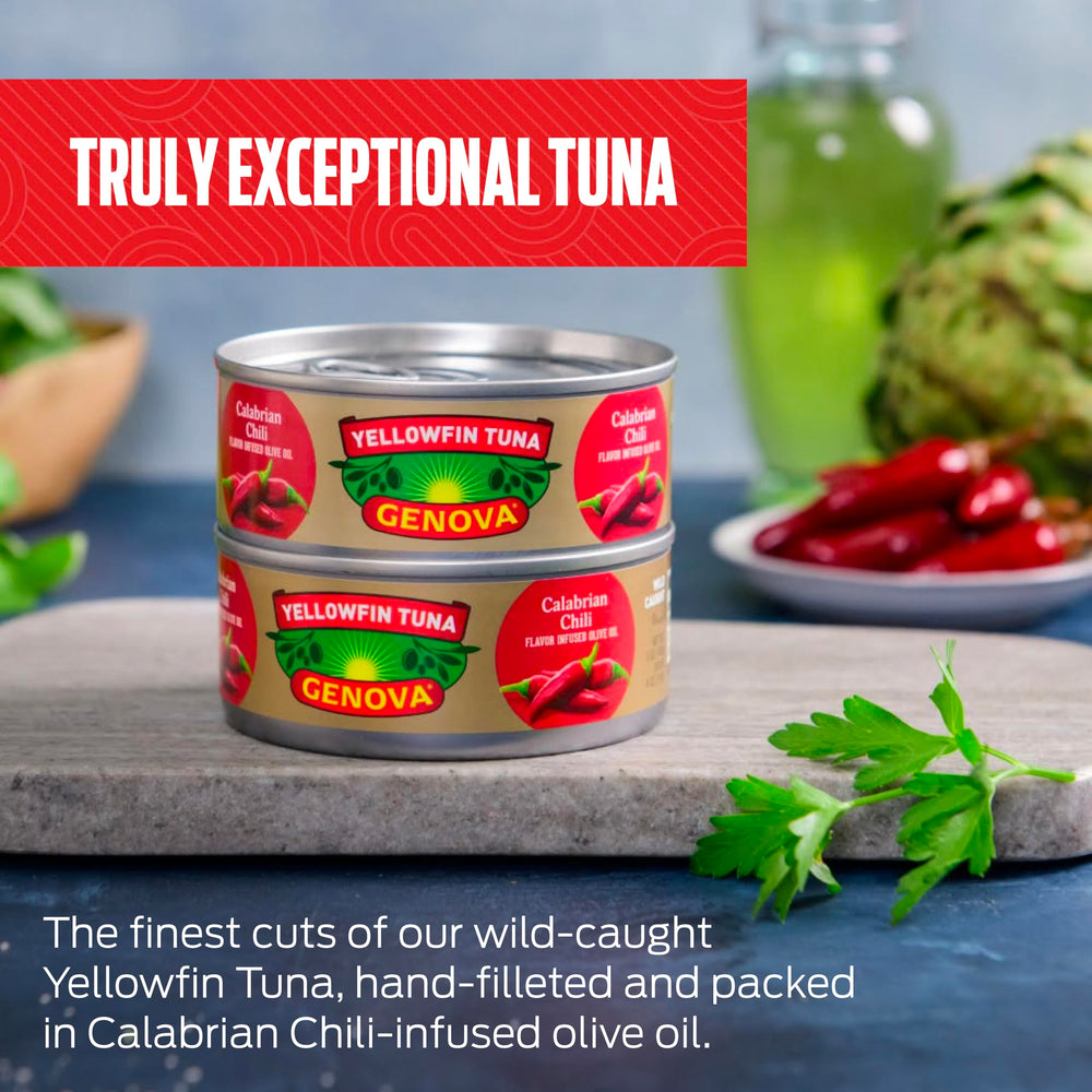 Genova tuna in olive oil elevating pasta puttanesca dish