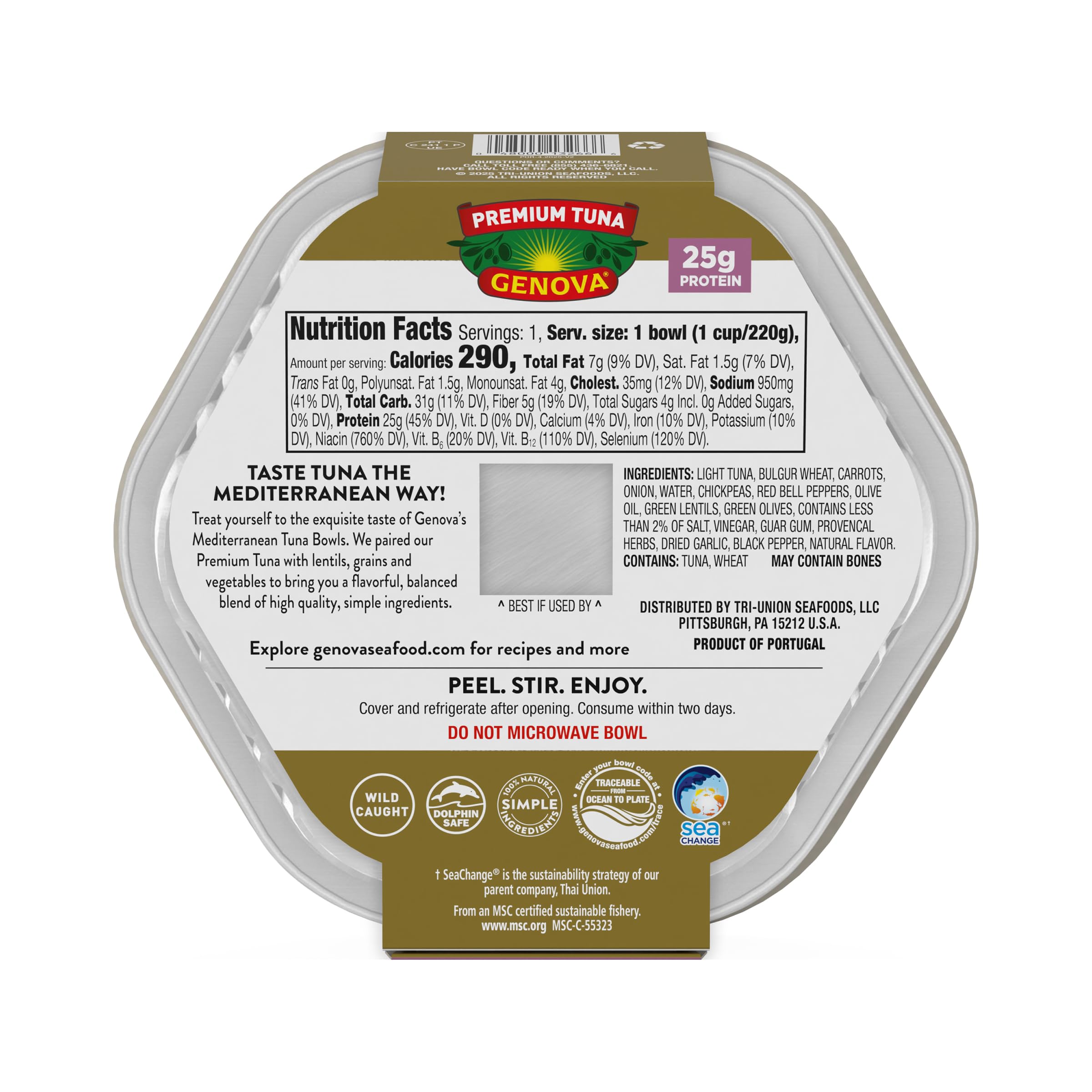 Genova tuna wild-caught label signals sustainable sourcing and traceability