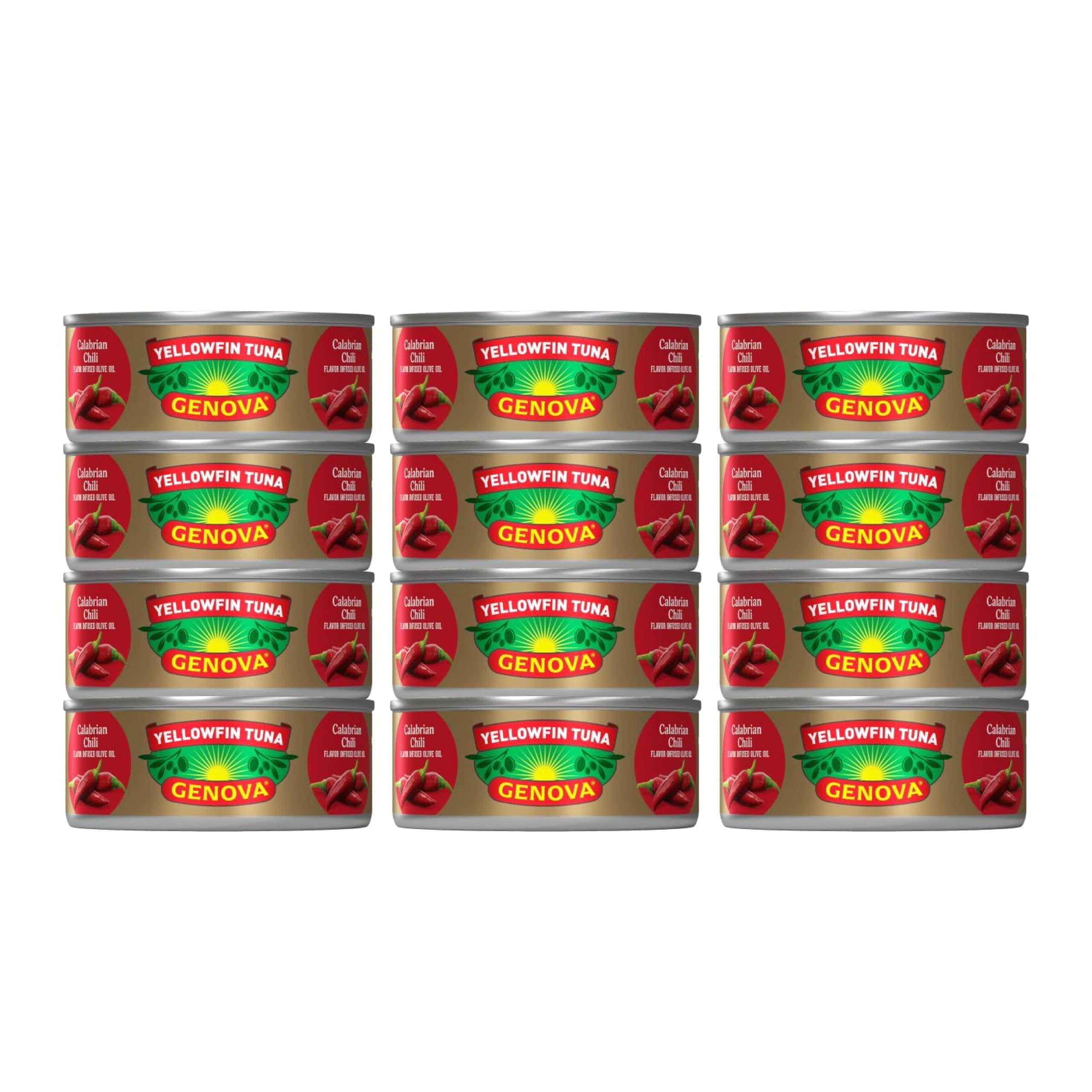 Genova yellowfin tuna in Calabrian chili olive oil can close-up for rich flavor