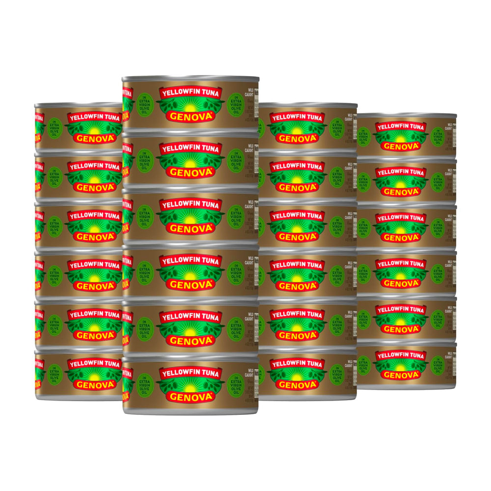 Genova Yellowfin tuna in olive oil can highlights premium, hand-filleted quality for rich flavor.