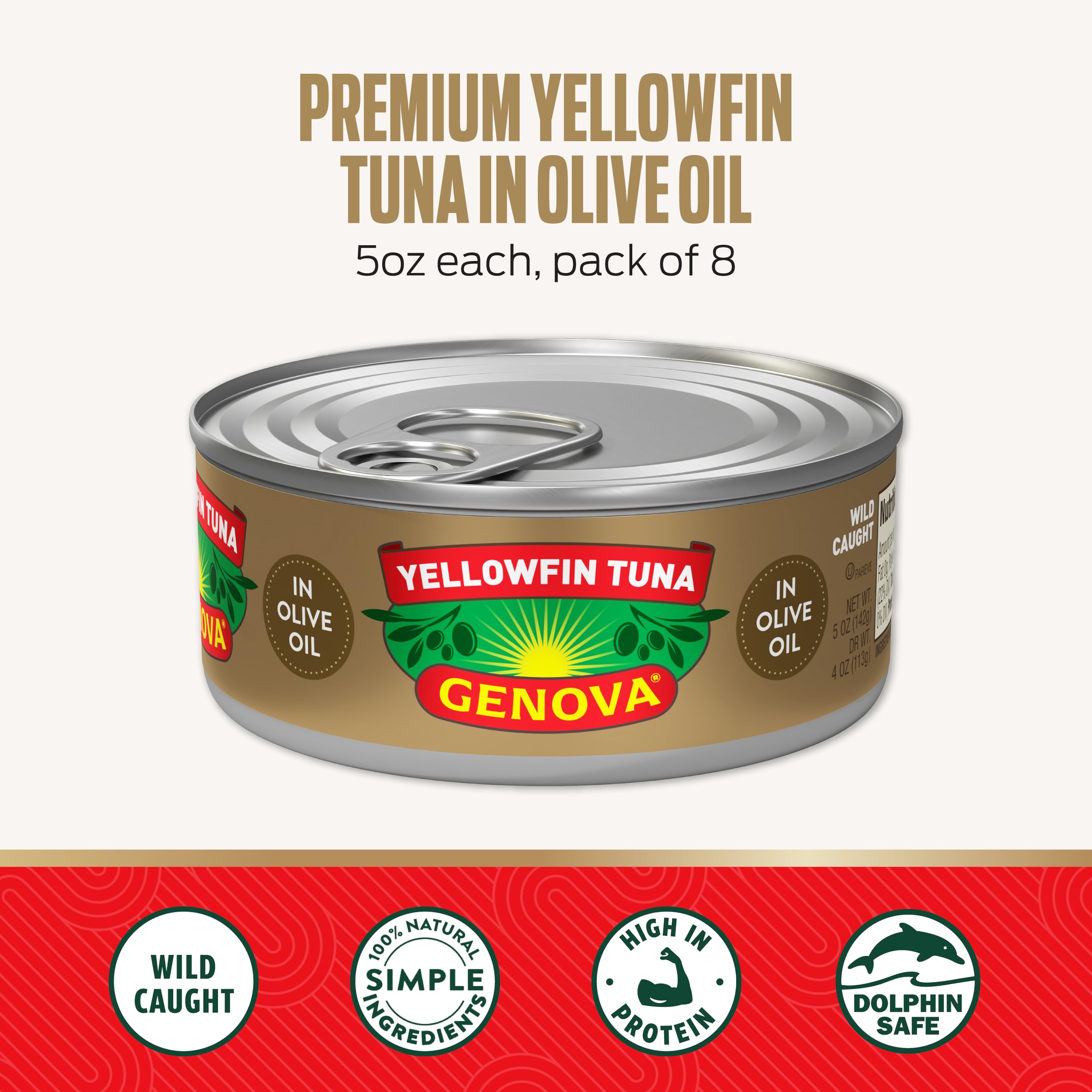 Genova yellowfin tuna opened can with olive oil ideal for quick salads