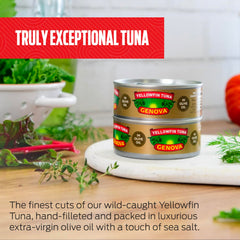 Genova yellowfin tuna olive oil served on a salad plate