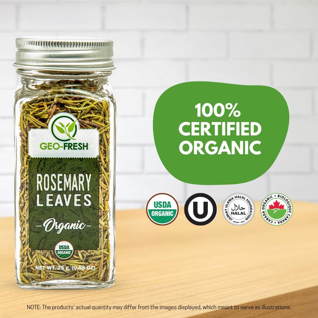 Geo-Fresh dried rosemary crushed texture for easy sprinkling.