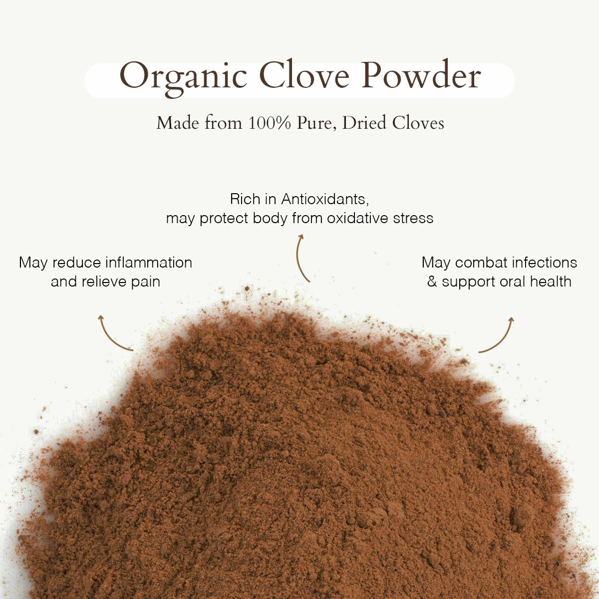Geo-Fresh Organic Clove Powder close-up emphasizes premium organic sourcing