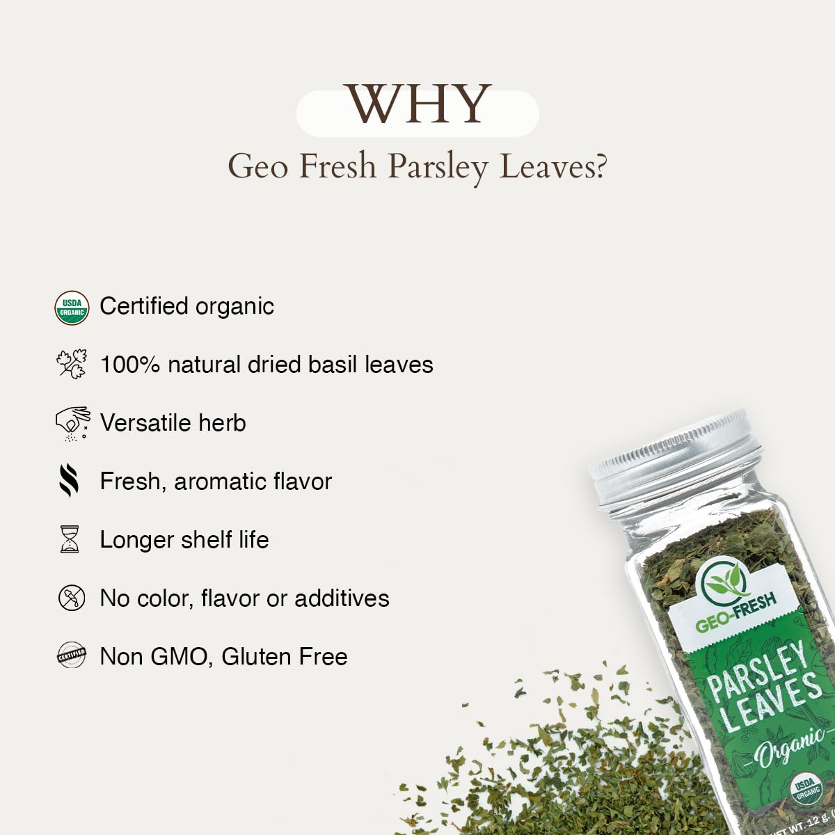 Geo-Fresh Organic Parsley herb blend finishing touch ideas