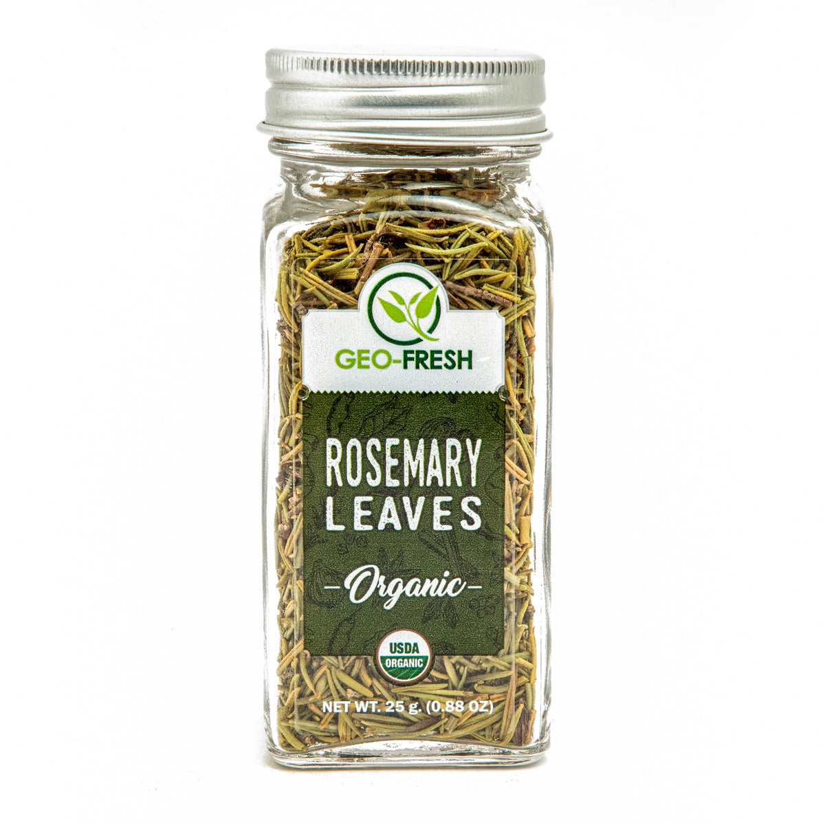 Geo-Fresh Organic Rosemary Leaves close-up, highlighting aroma ideal for seasoning roasts and vegetables.
