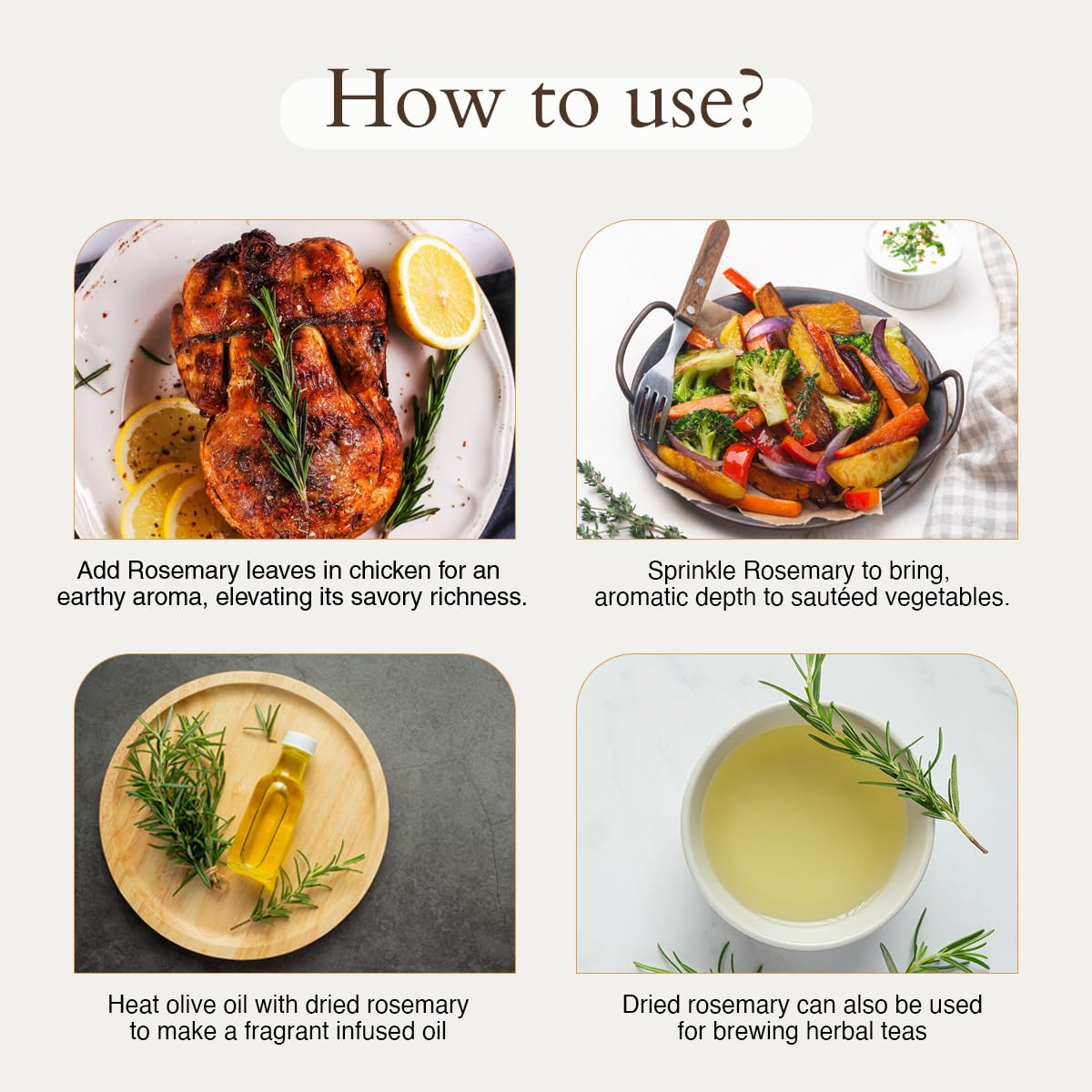 Geo-Fresh rosemary infuses oil for savory dressings.