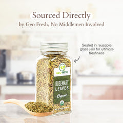 Geo-Fresh Rosemary spice packaging label displaying organic certification.