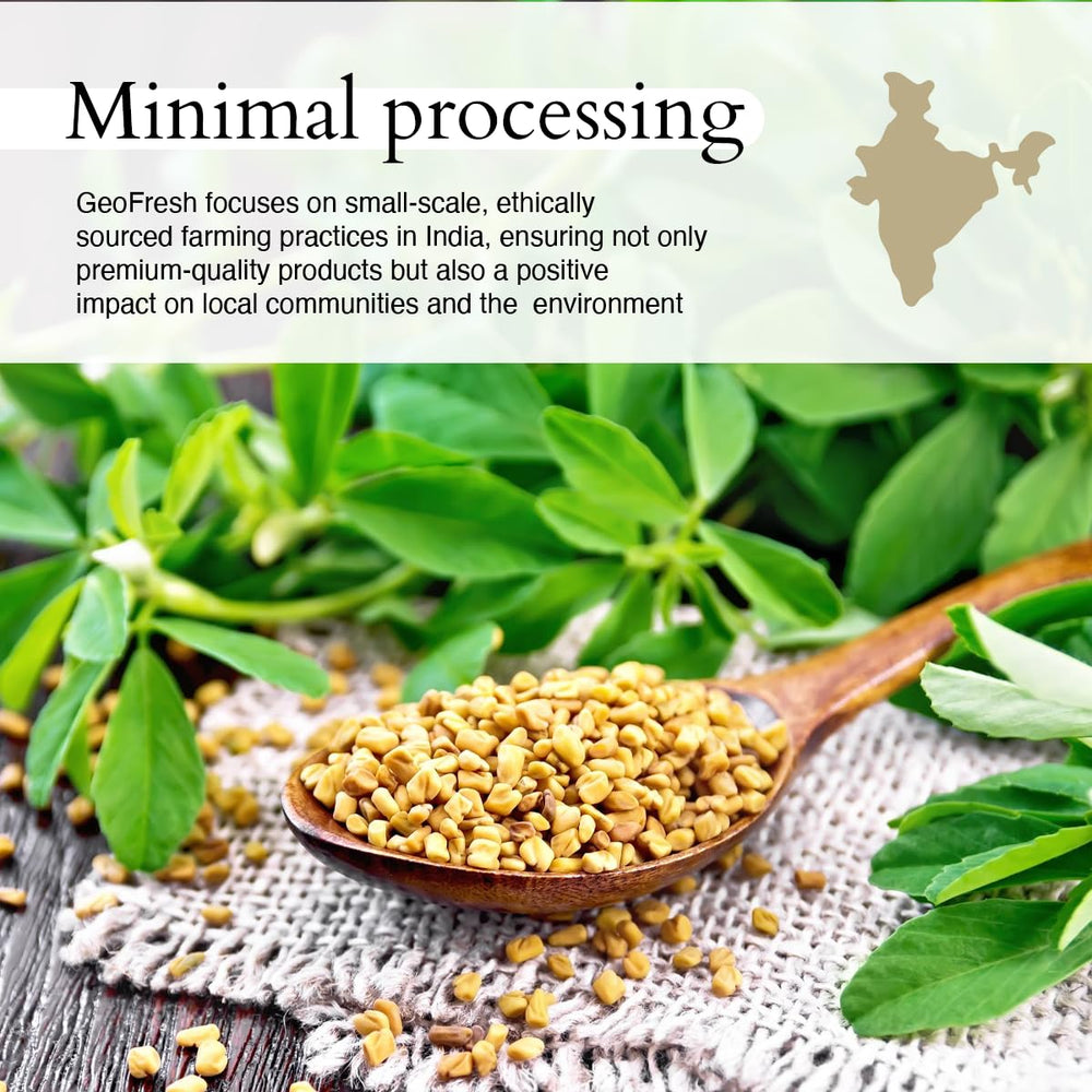 Geo-Fresh fenugreek powder ready for tea infusion and wellness recipes.