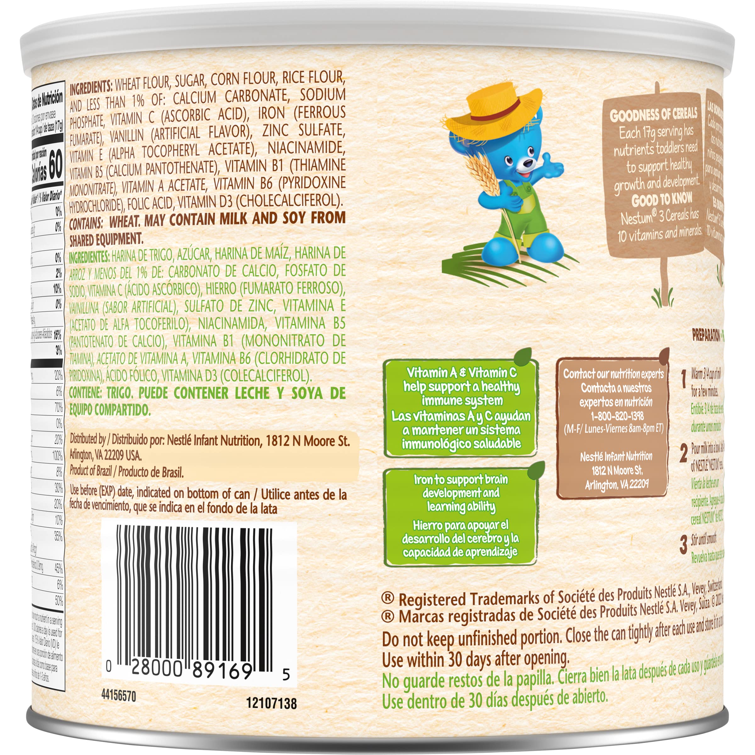 Gerber Nestum 3 Cereals ingredients highlight wheat corn rice