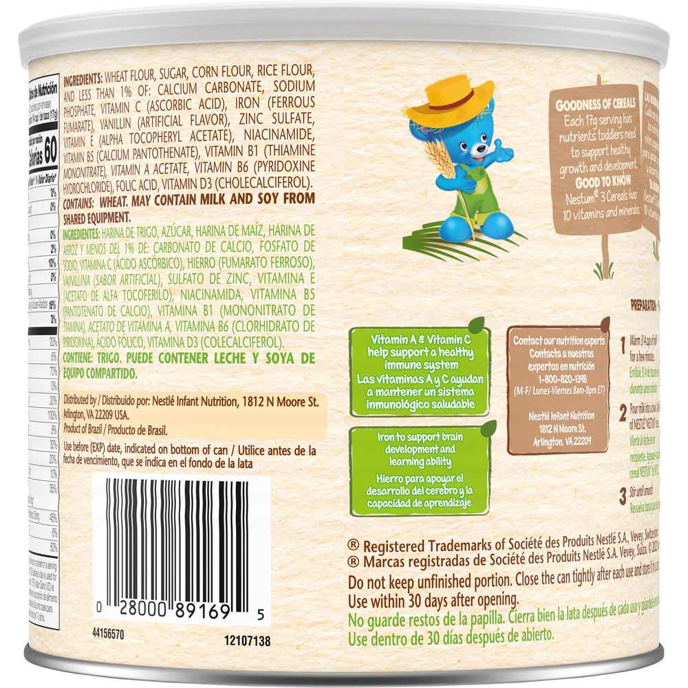 Gerber Nestum 3 Cereals ingredients highlight wheat corn rice