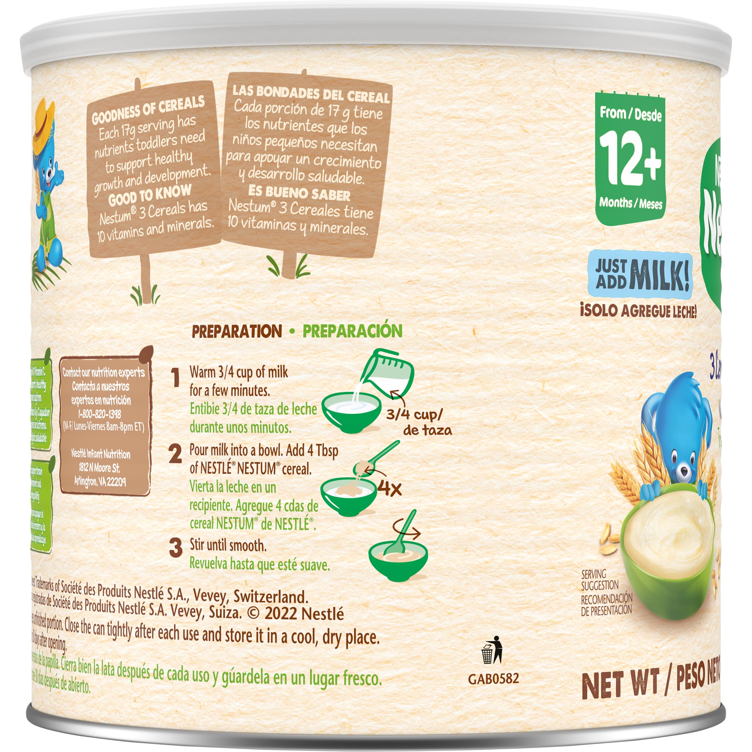 Gerber Nestum 3 Cereals iron inclusion for cognitive support potential