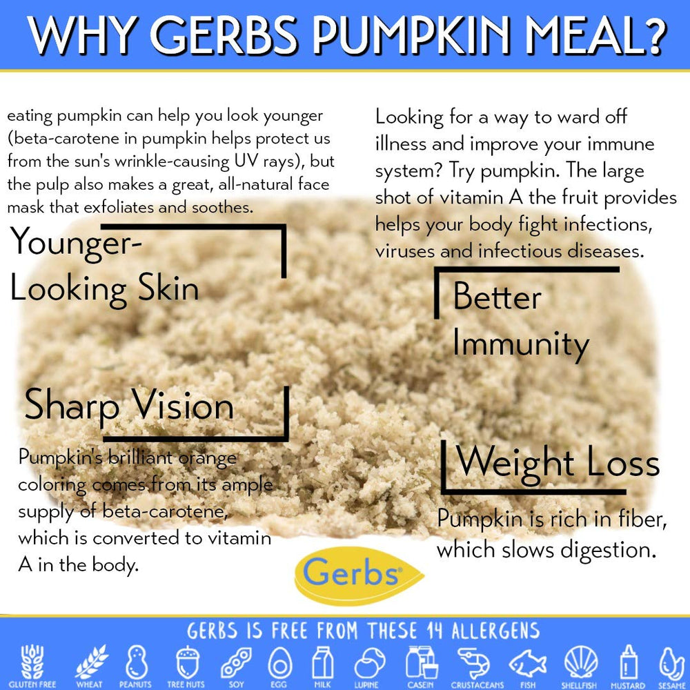 Gerbs Ground Pumpkin Seed Meal scoop ready to blend into smoothies.