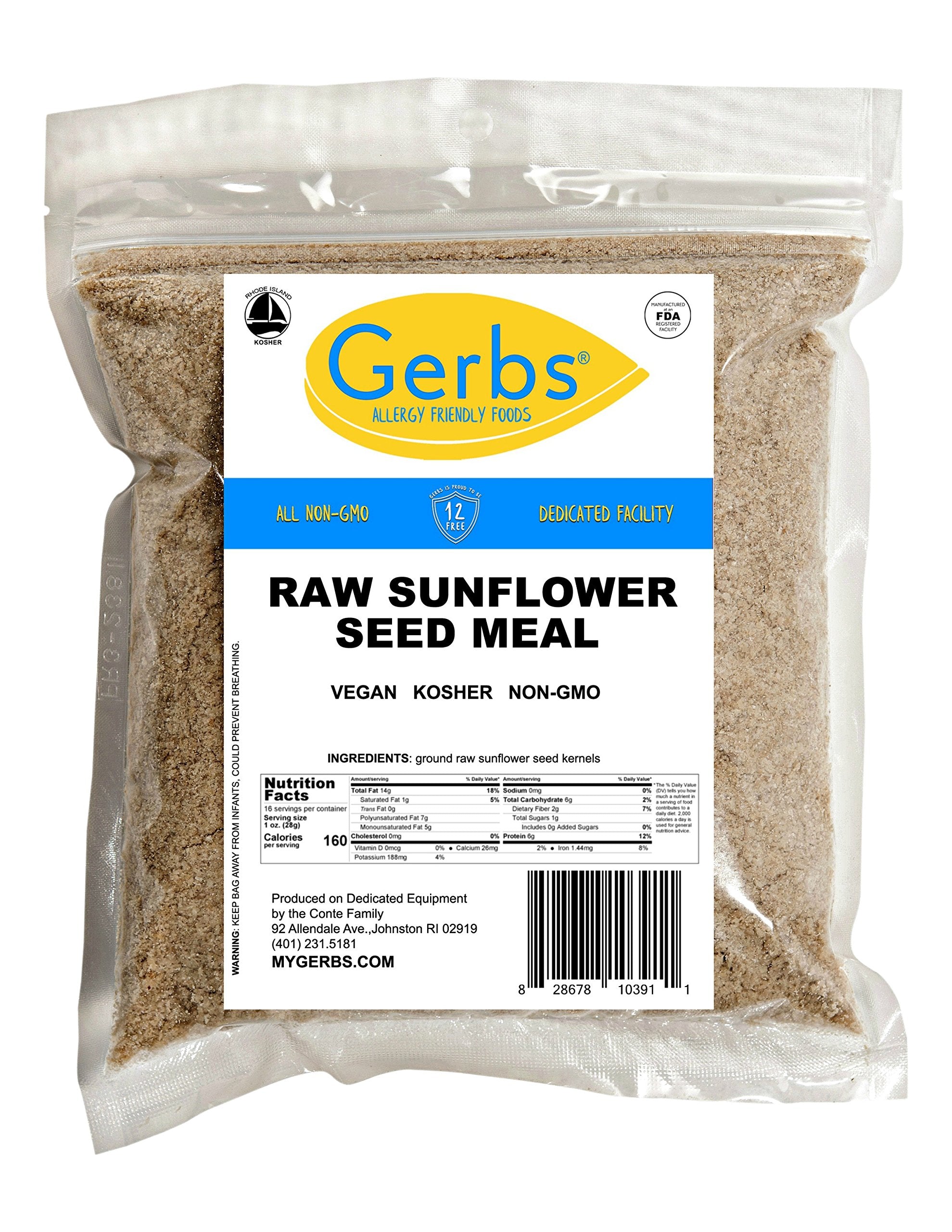 GERBS ground sunflower seed meal used in baking and cooking.