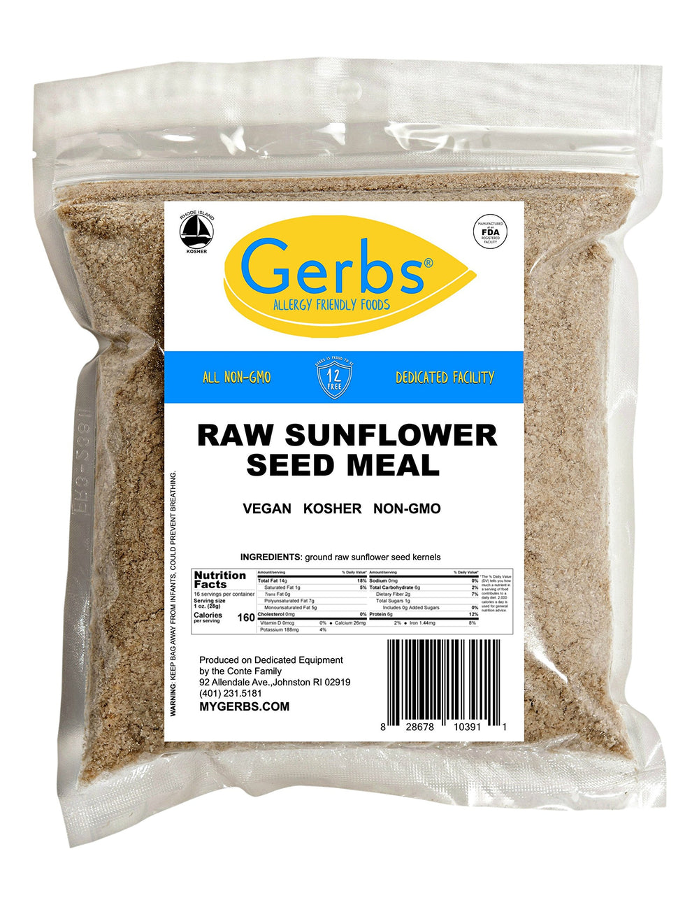 GERBS ground sunflower seed meal used in baking and cooking.