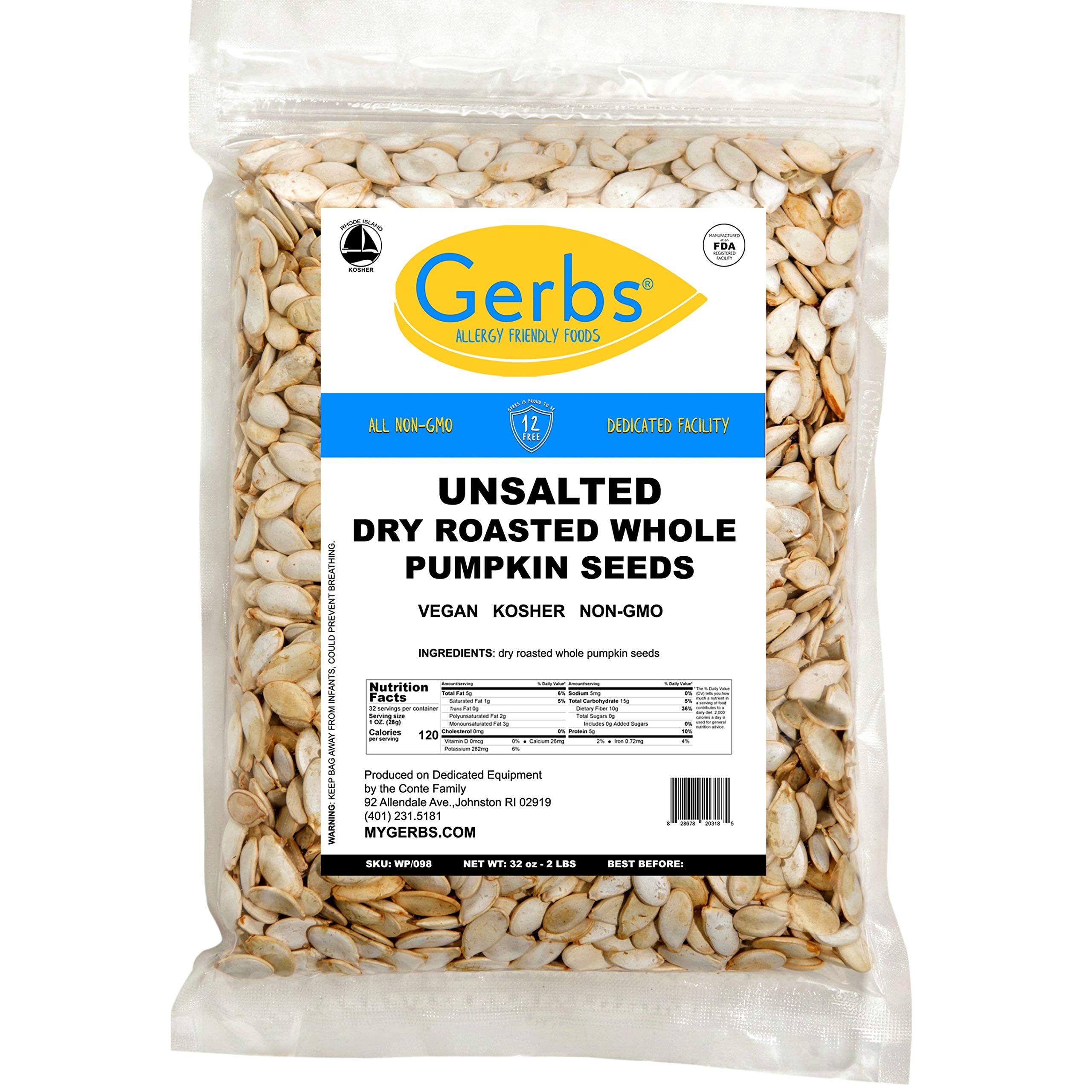 GERBS pumpkin seeds in-shell on kitchen counter, ready for recipes.