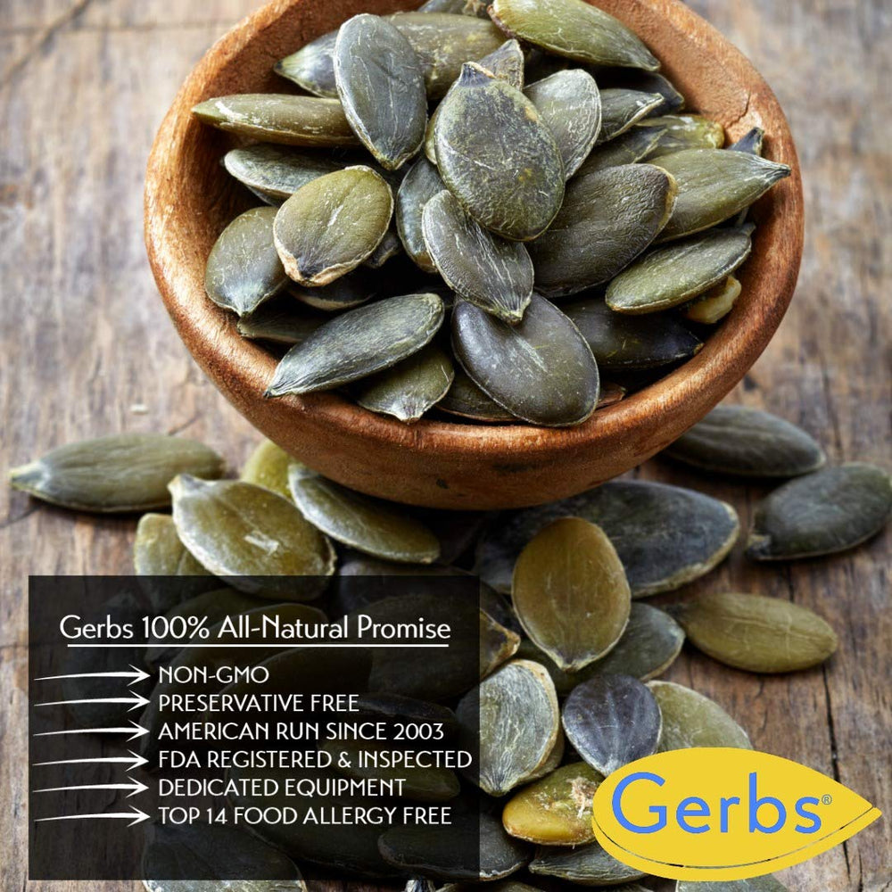 GERBS raw pumpkin seed kernels with no artificial additives.