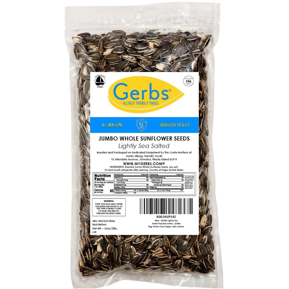 GERBS sunflower seeds packaged in resealable bag to preserve freshness.