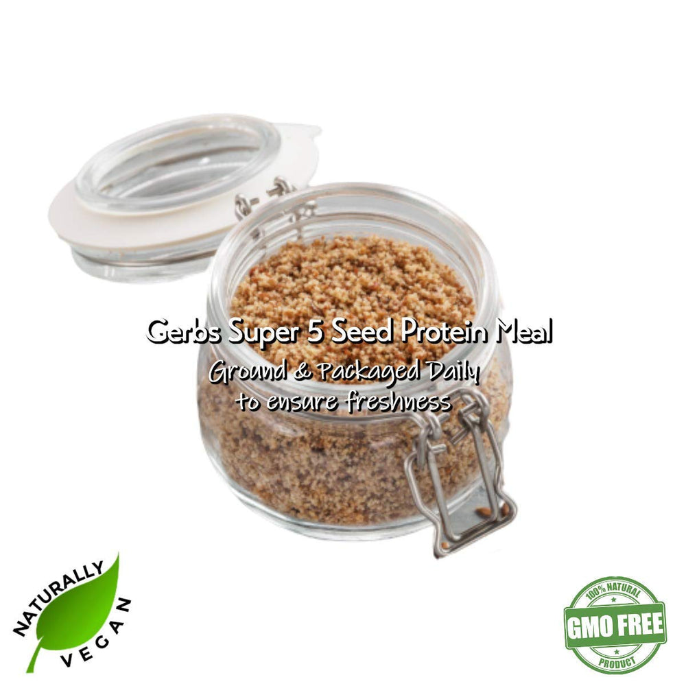 Baking with Gerbs Super 5 Seed Meal creates hearty batter and texture.