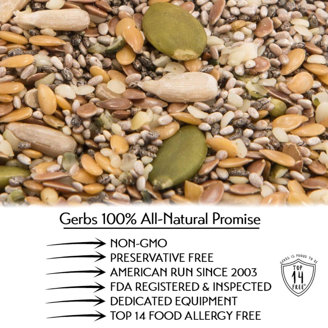 GERBS allergen-free badge highlighting top 14 allergen-free formulation.