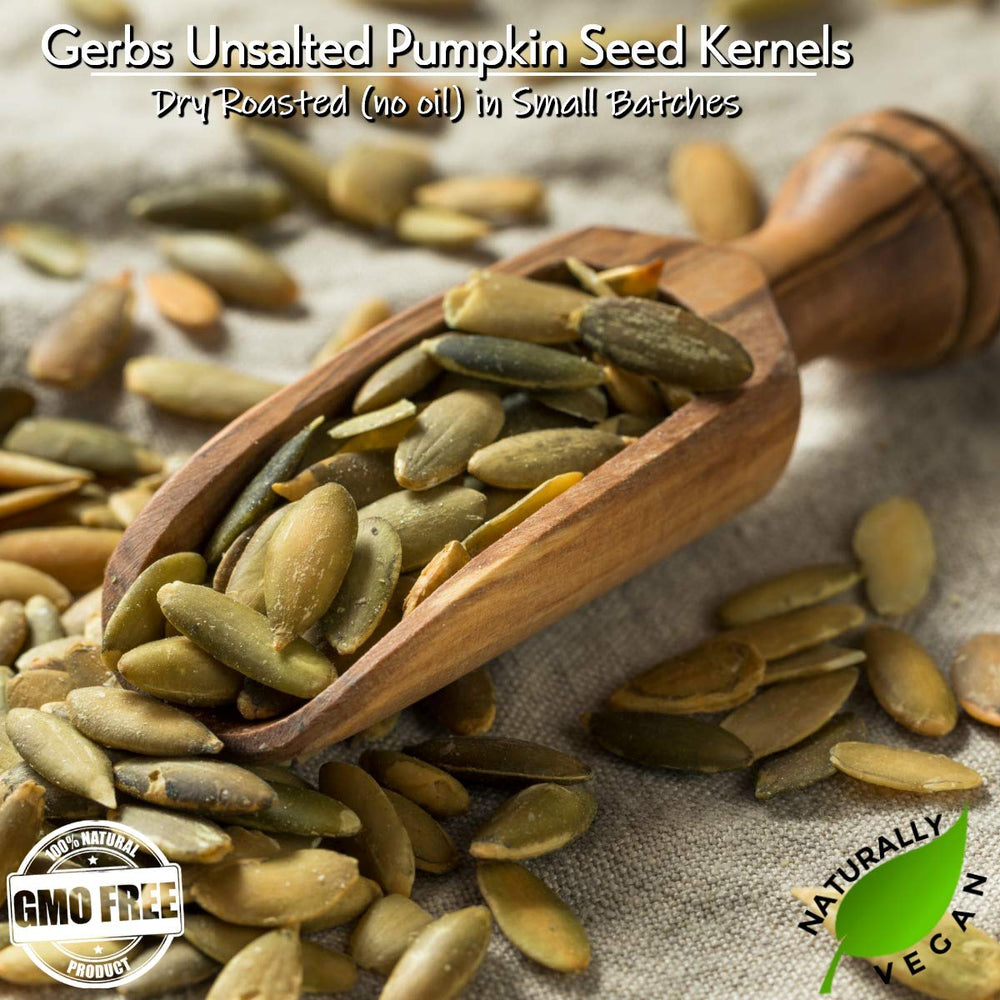 GERBS unsalted pumpkin seed kernels on a fresh salad for texture