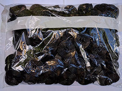 Gerrit J. Verburg Broadway Licorice Wheels close-up shows glossy chewy candies ready to enjoy.