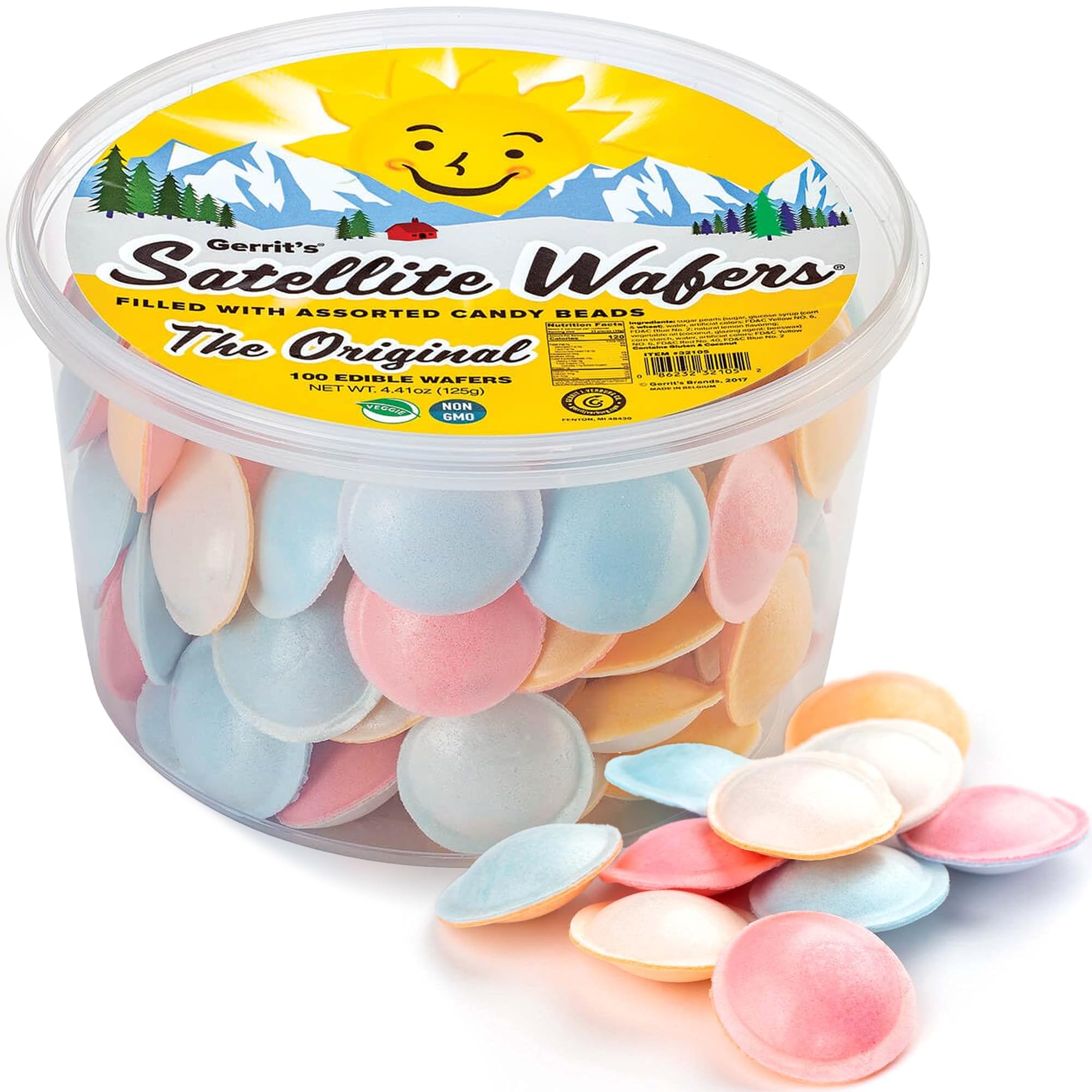 Gerrit's Satellite Wafers assembly: two light wafers form a playful spaceship.