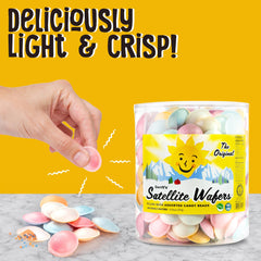 Gerrit's Satellite Wafers beads inside showcase colorful candy variety.