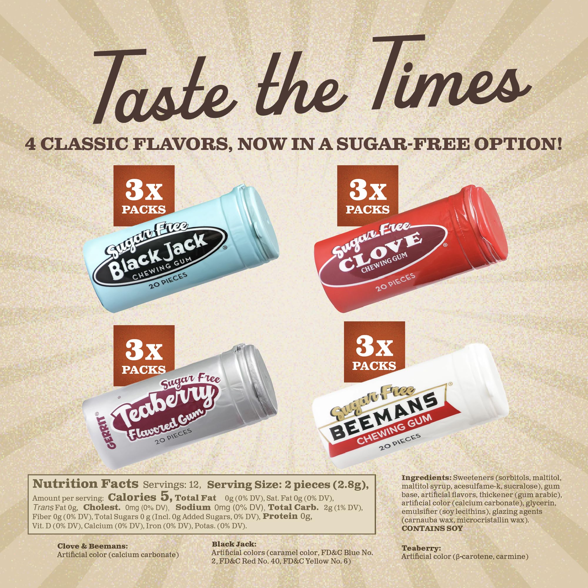 Gerrit's sugar free gum Black Jack tube for bold flavor anytime
