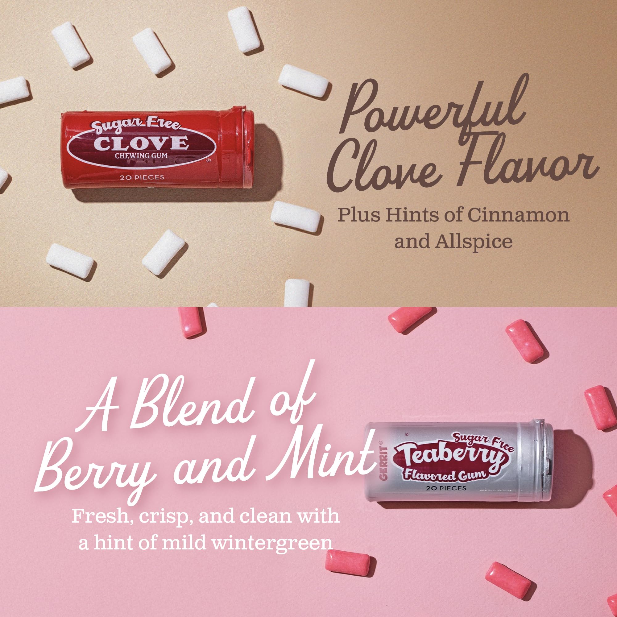 Gerrit's sugar free gum Teaberry tube offering refreshing bite