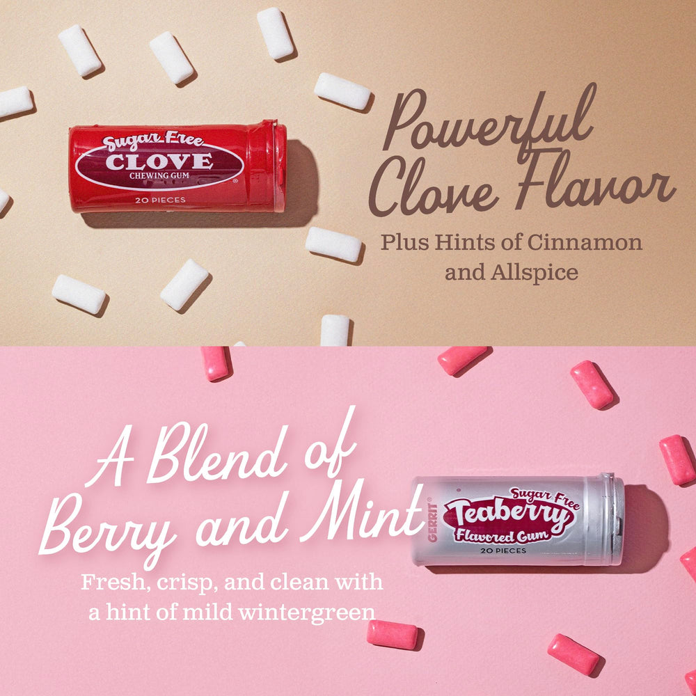 Gerrit's sugar free gum Teaberry tube offering refreshing bite