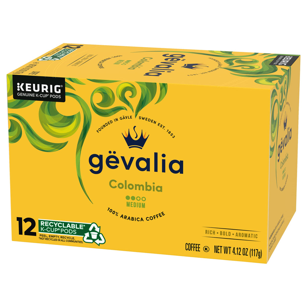 Gevalia Colombian packaging communicates freshness and flavor retention