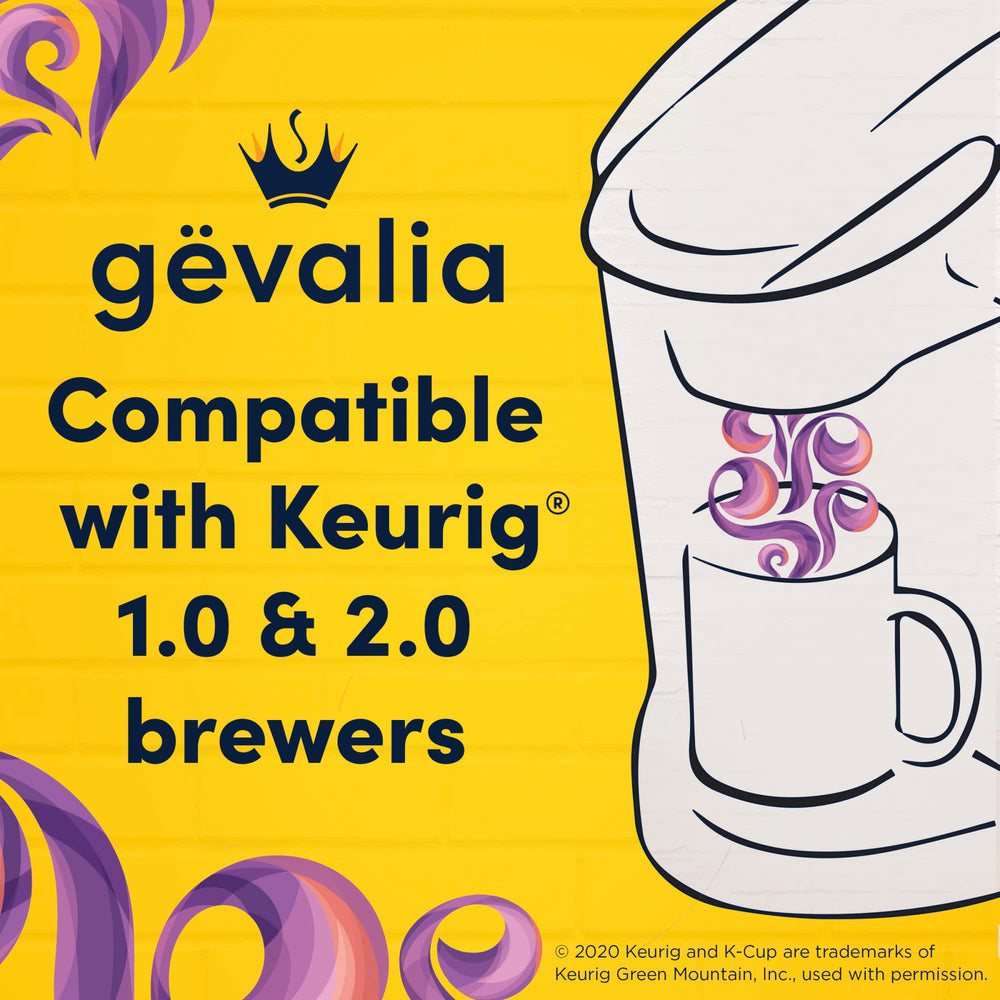 Gevalia packaging closeup highlighting slow roasted beans and flavor lock