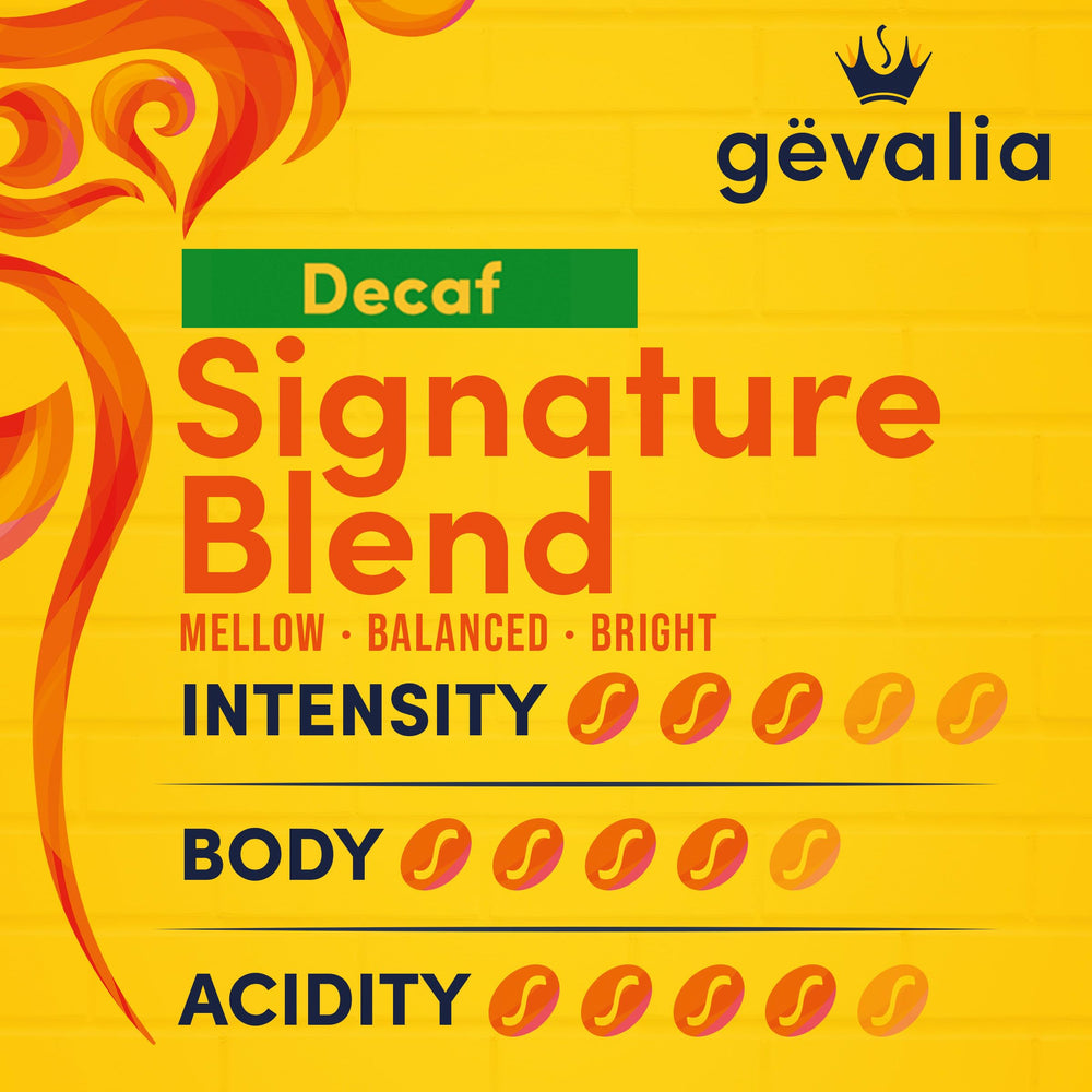 Gevalia Signature Blend Decaf mild roast ready for a smooth morning cup