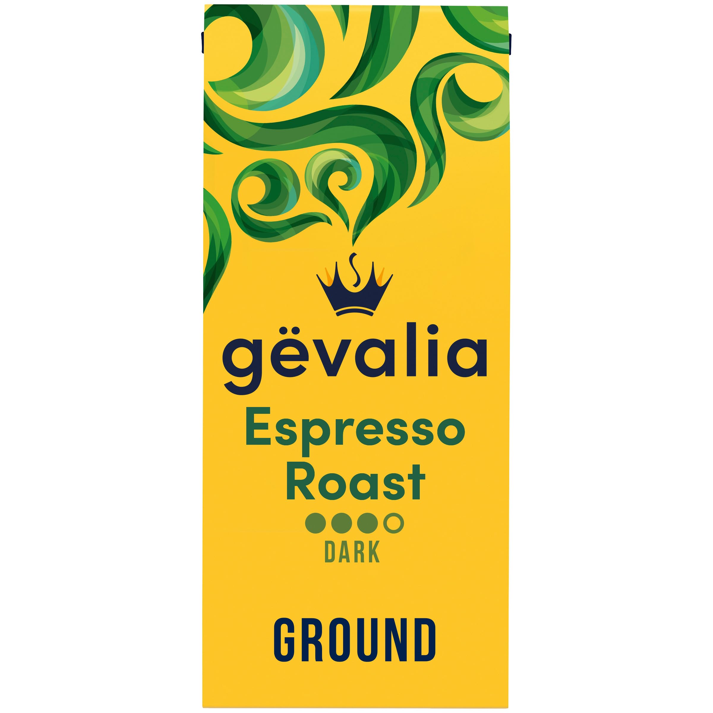 Gevalia Espresso Roast coffee bag showcasing rich aroma and packaging