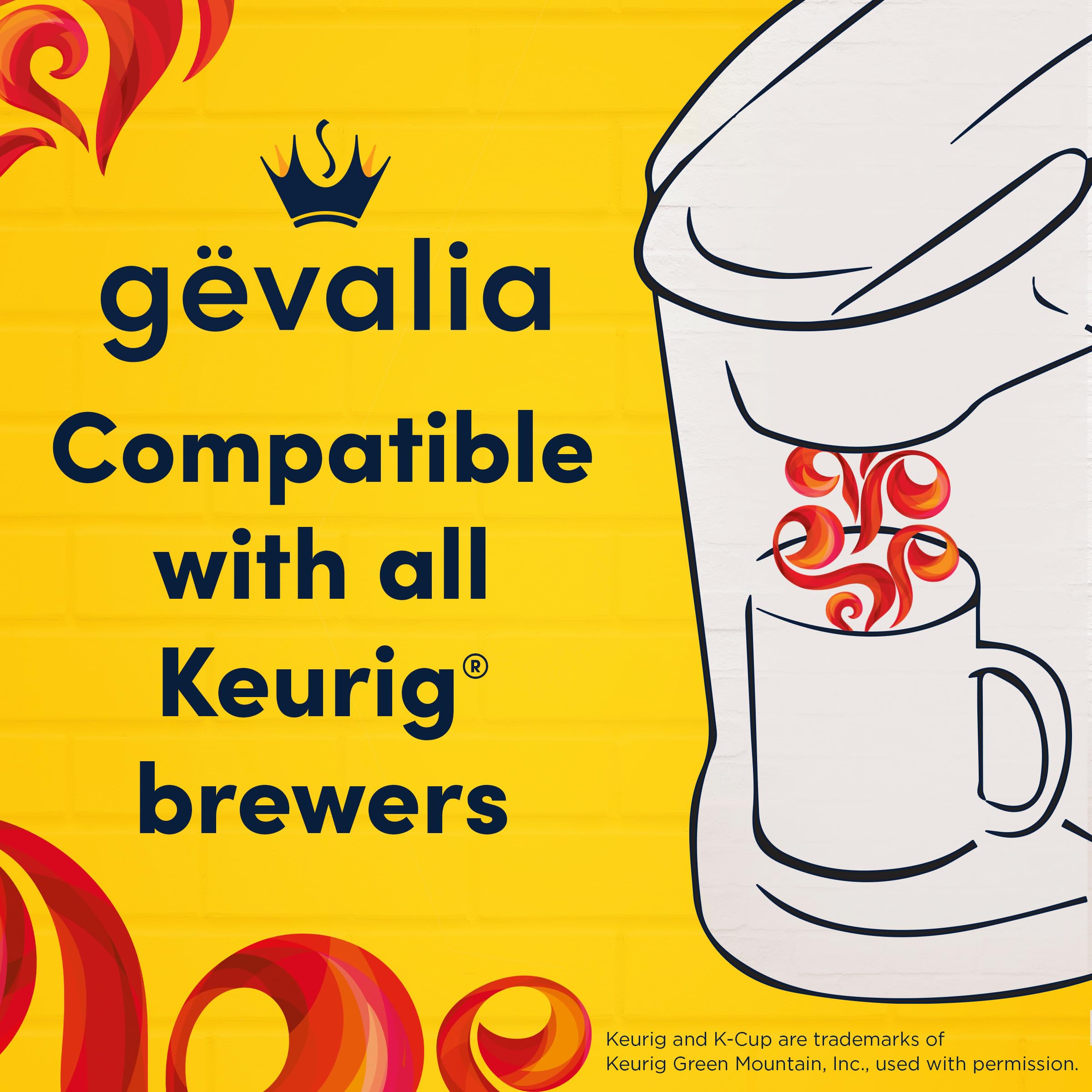 Gevalia K-Cup pod compatibility with Keurig brewers for easy brewing.