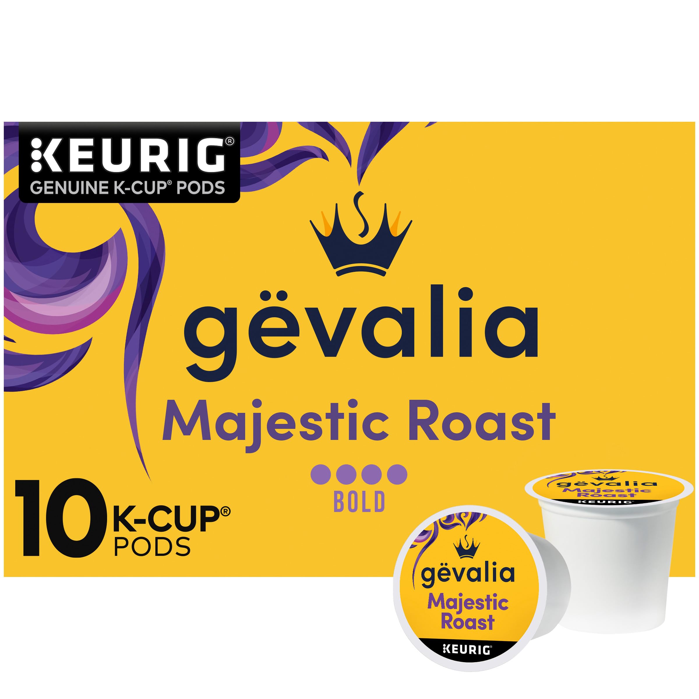 Gevalia Majestic Roast K-Cup pods box, convenient for quick mornings.