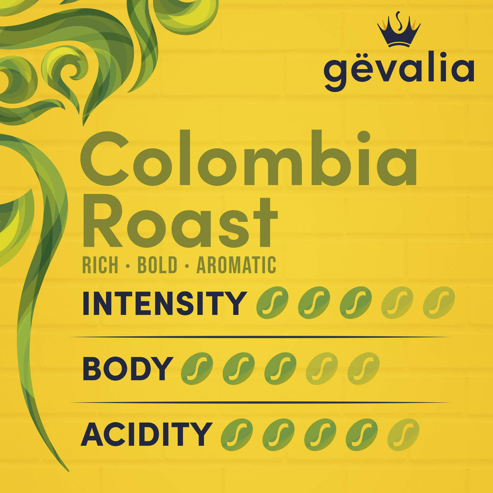 Gevalia origin Colombia map highlights sourcing region