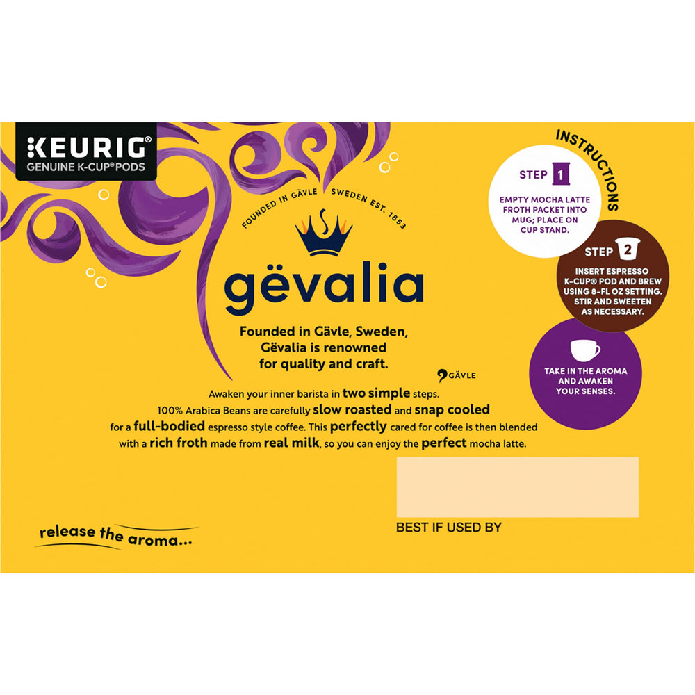 Gevalia serving mocha latte in mug for home cafe vibes